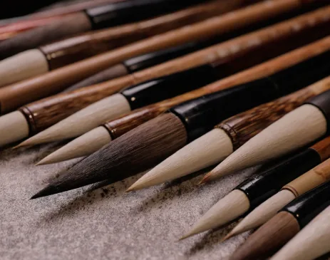 Brushes laid on stone