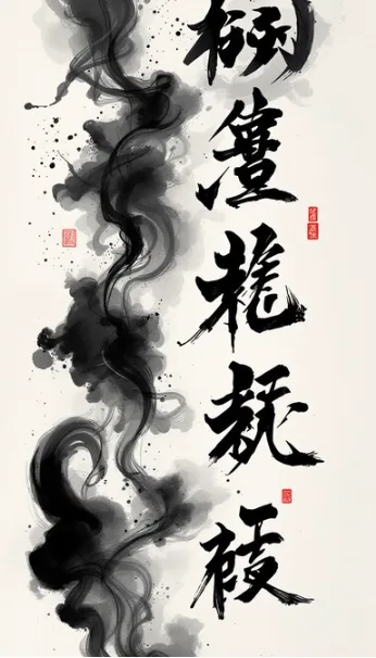Ink smoke calligraphy art